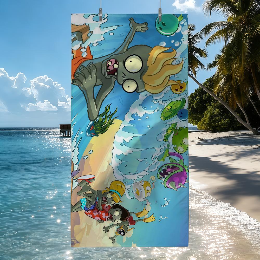 P-Plants vs. Z-Zombies Summer pool Towel Quick Drying Beach Towels Are Suitable For Swimming Pools Camping Yoga And The Gym