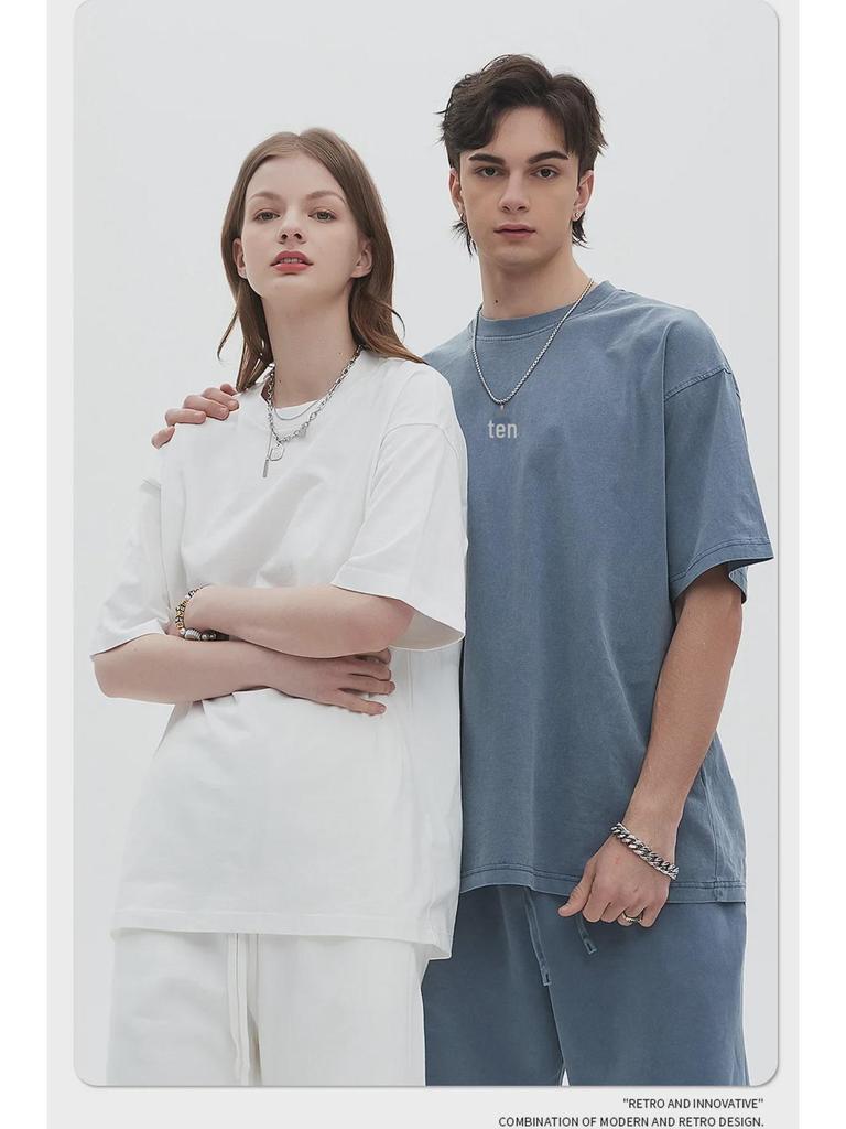 ARTIE Unisex 2025 Sommerkollektion: Gewaschene & Distressed Gefärbte Weiße Shorts & Kurzarm-Anzug