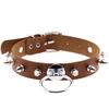 DIEZI Sexy Lignt Brown PU Leather Necklace Women Men New Harajuku Gothic Vintage Heart Chain Choker Statement Necklace Jewelry