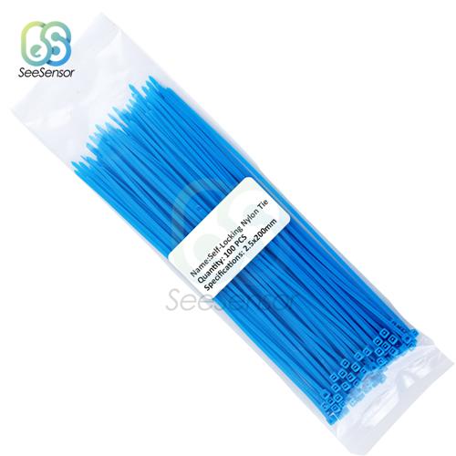 100pcs 200mm Self-locking Nylon Cable Ties 8 Inch 12 Color Plastic Wire Zip Tie 18 Lbs Binding Wrap Straps