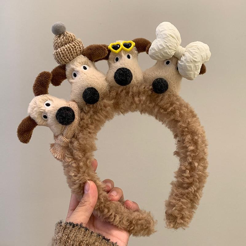 Headbands Sweet Style Four Cute Dogs Plush Solid Color Accessories Hair