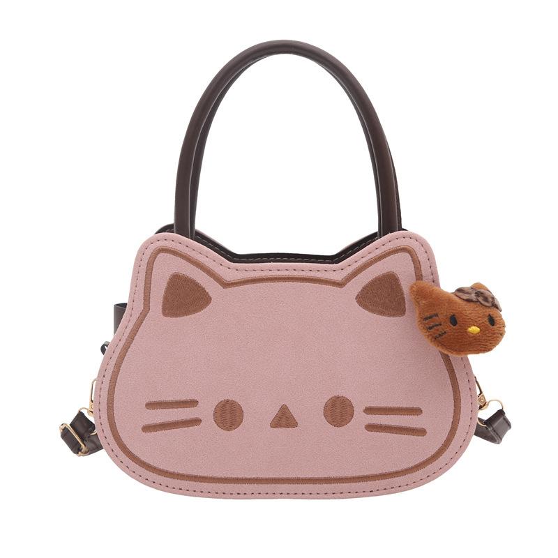 New matte cute cat fashion shoulder bag women's highend commuting light retro niche messenger bag