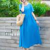Summer Women's Plus Size Dress Loose Round Neck Floral Dress Soft Skin-friendly Breathable Long Dress