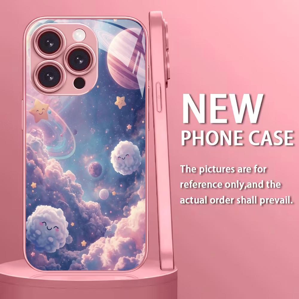 

Красочный гальванизированный стеклянный чехол для телефона iPhone 17 16 15 14 13 12 11 Pro Max Plus 16E 17Air iPhone 17