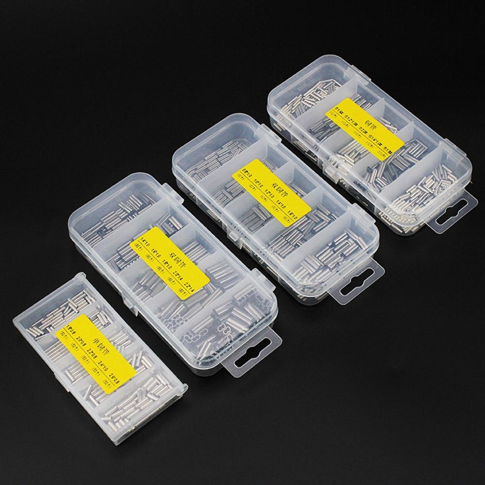 300-500pcs/Box Single/Double Barrel Crimping Sleeves Fishing Line Wire Leader Round Copper Tube Connectors Mixed Copper Tubes