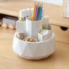 Large Capacity Pencil Storage Box 4-Grid Makeup Brush Organizer 360° Rotating Pen Holder  Desktop