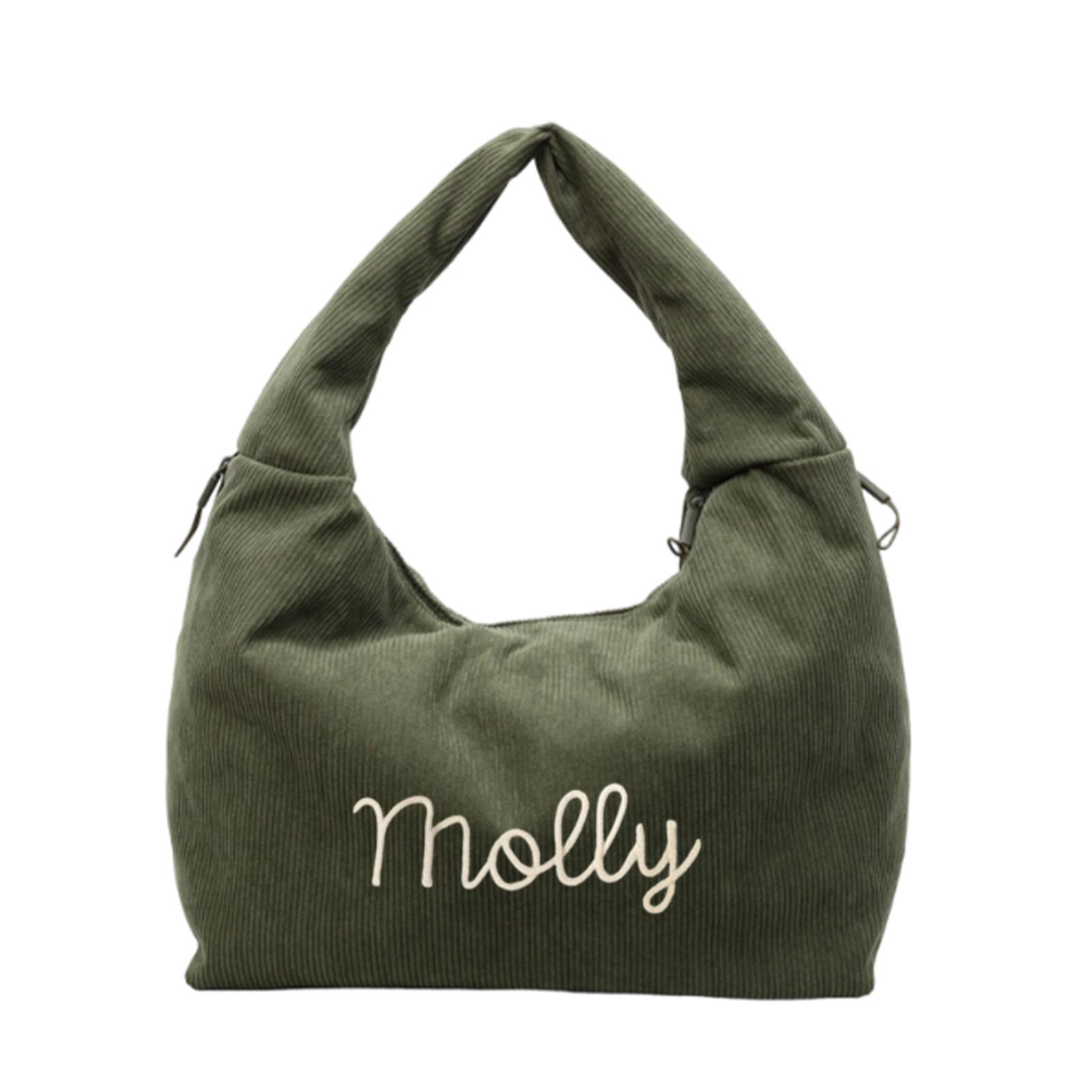 Personalized Hand-Embroidered Corduroy Crossbody Shoulder Bag One Size 2160₽