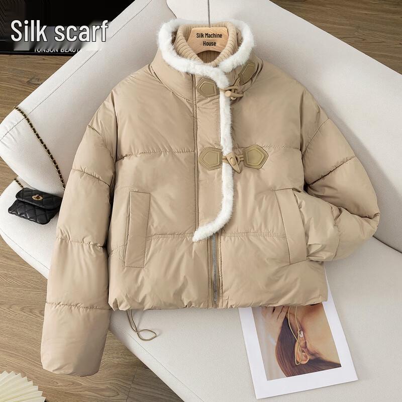 

Silbaishe Women s Color-Block Stand Collar Padded Jacket L