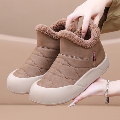 Fashion Thick Soled Bread Shoes, Winter New Style with Added Fleece, Thick and Warm Snow Boots, Korean Version Fashionable Cotton Boots