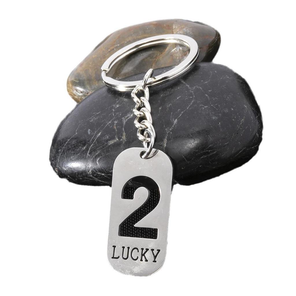 Stainless Steel Lucky Numbers 0-9 Arabic Keychain Pendant