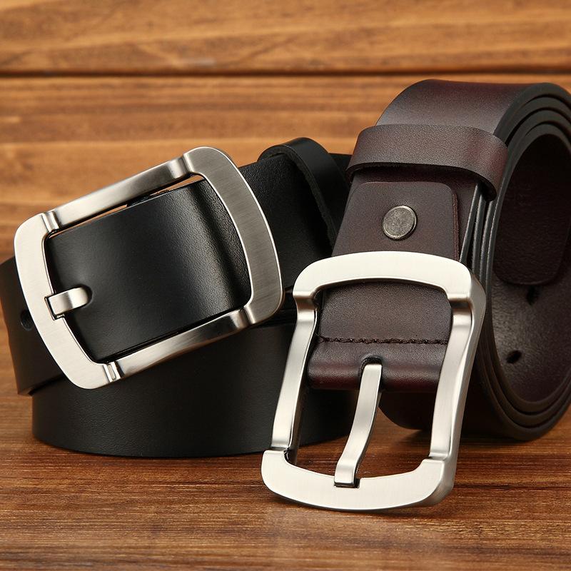 Men'S Pin Buckle Leather Belt Two-Layer Cowhide Men'S Leather Casual Belt