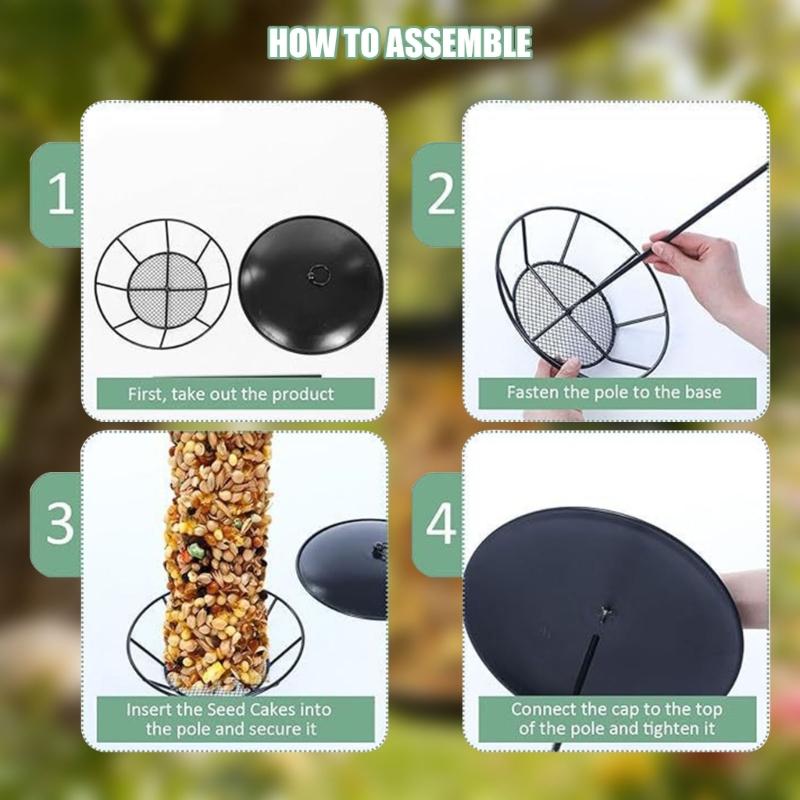 Pack Of 2 Practical Easy Installation Hanging Bird Feeders Simple Setups Metal Construction For Garden Placement