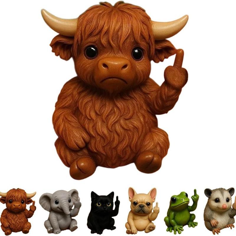 

Интересные мини-статуэтки животных с средним пальцем, оригинальные полимерные настольные садовые украшения, скульптуры со средним пальцем Cow 1pc