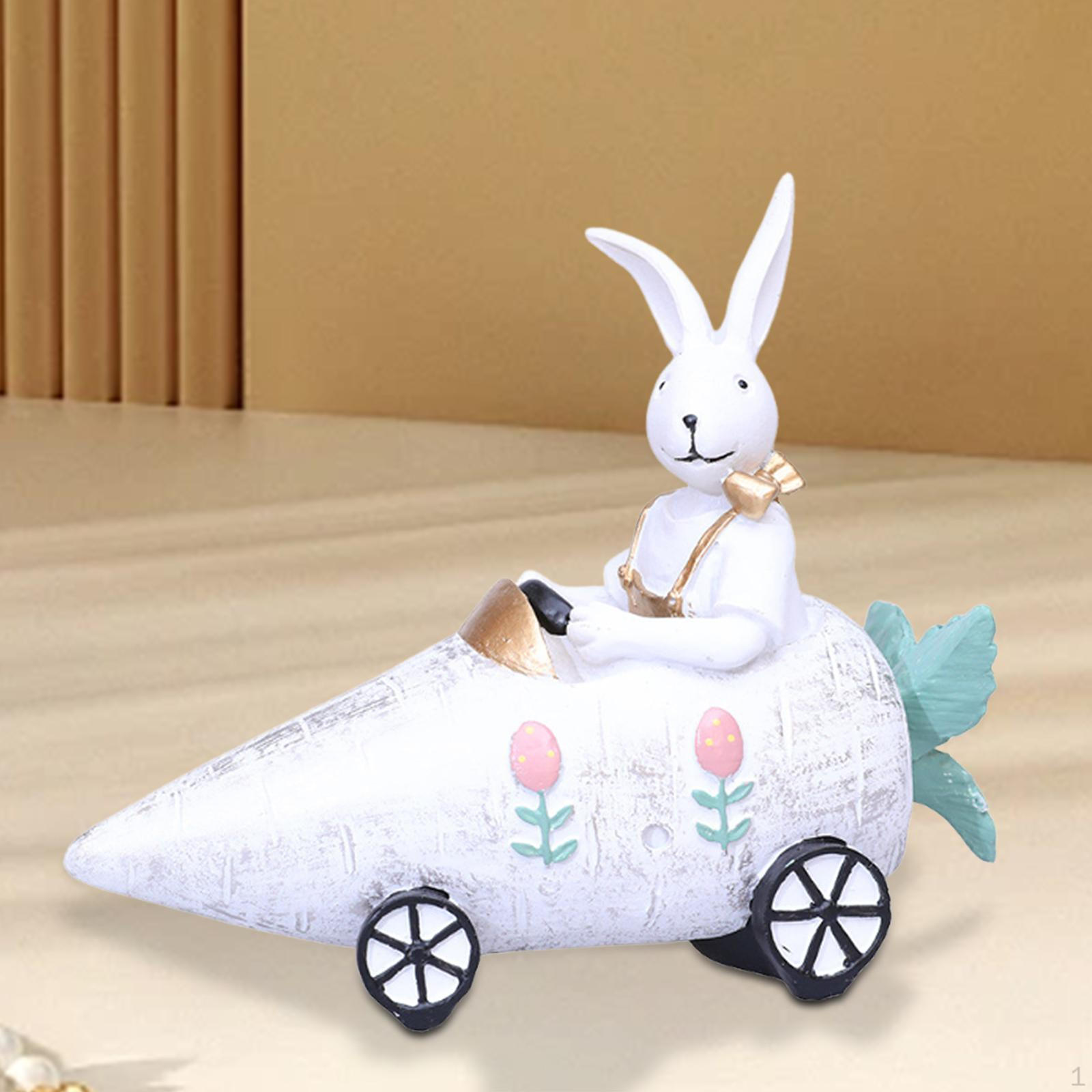 

Bunny Car Figurine Decorative Piece for Tabletop and Desktop 7.8x7x6.3inch белый