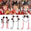 Tassel Children Wig Headband Braid Hair Red Bow Hairband All-match Hanfu Hair Sticks  Children