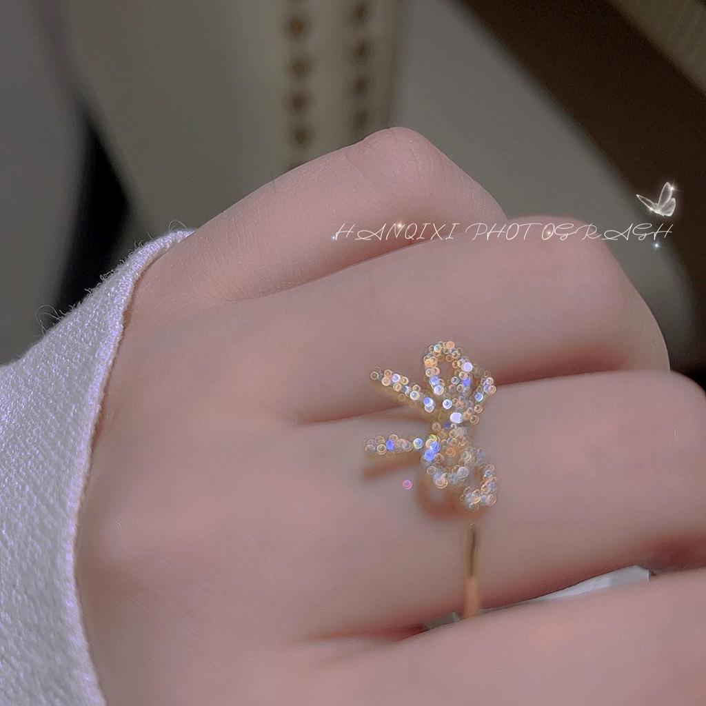 Gold-Plated Bow Open Ring - High-End Design, Sweet & Gentle Charm, Luxurious Gift Box.