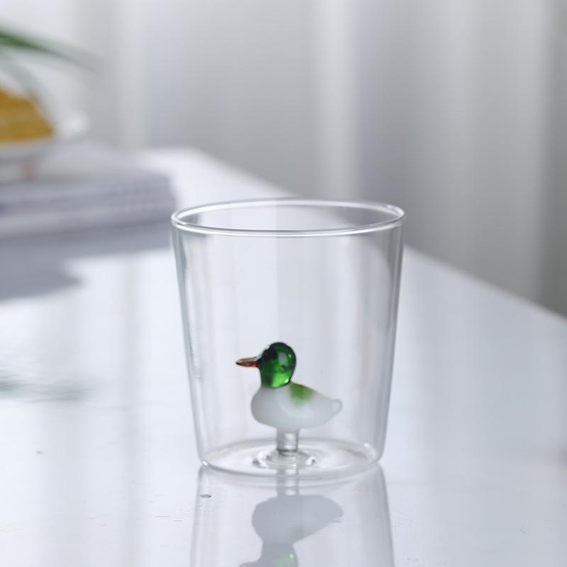 3D Animal Flower Built-in Glass High Borosilicate Glass Heat-resistant Transparent Glass Drinking Cup Milk Coffee Juice Glass