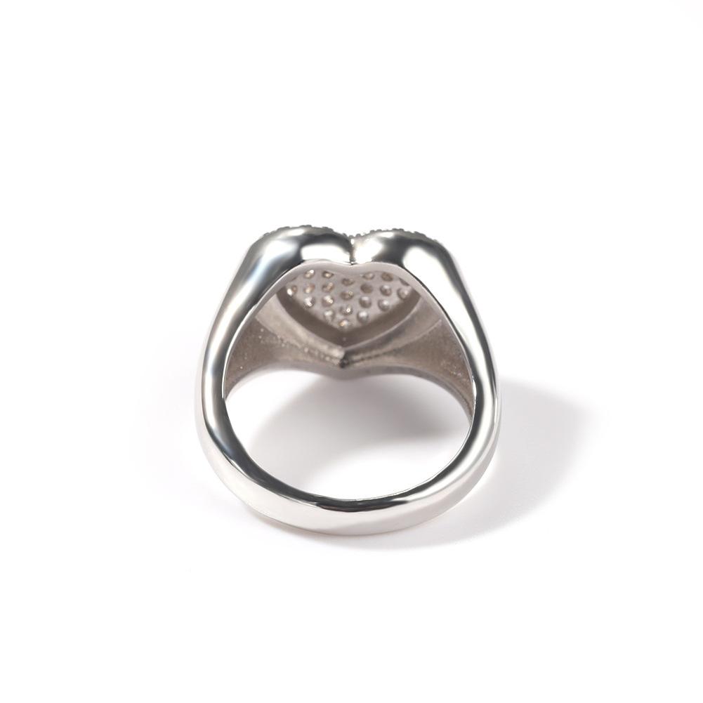 Hot-selling Copper Inlaid 5A Zircon Couple Ring Love Shape Niche Personality Trendy Cool Ring
