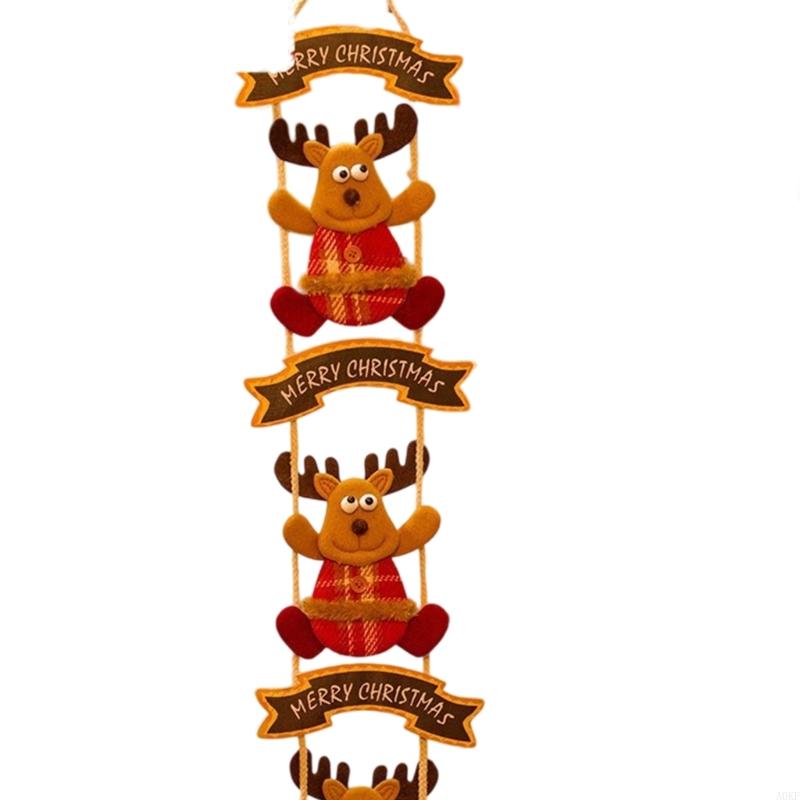 Christmas Tree Hanging Ornament Fabric Santa Deer Hanging Decorations For Wall A0KF