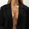 SHIXIN Vintage Crystal Rhinestone Geometric Long Pendant Necklace for Women Simple Snake Bone Chain Sweater Chain Daily Jewelry