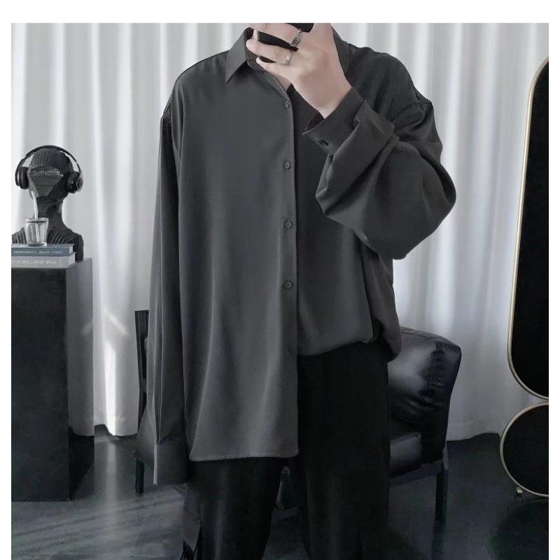 Camicia da uomo alla moda in stile Hong Kong a maniche lunghe