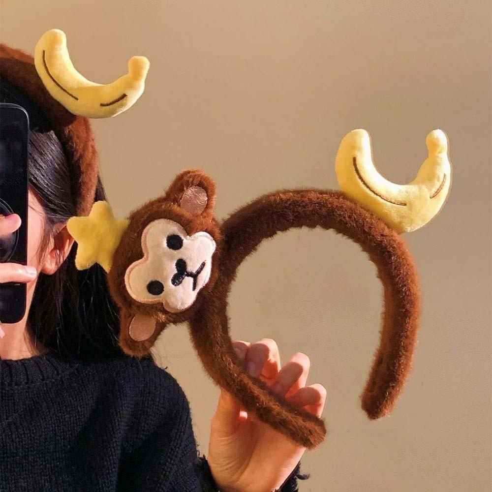 Hair Accessories Dachshund Hair Hoop Moon Cartoon Monkey Hairband Sweet Red Plush Headband  Women