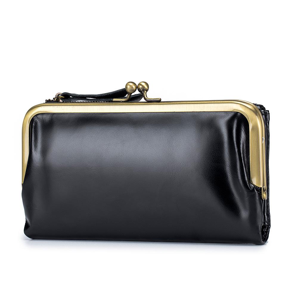 New Japanese-style multi-functional long hand wallet women's soft leather change bag mouth gold bag wallet large capacity