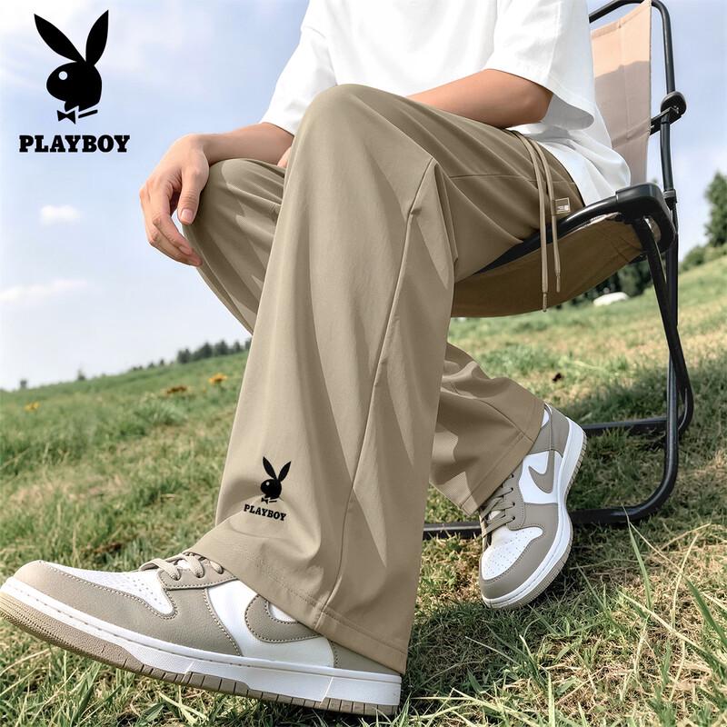 PLAYBOY Men's Ice Silk Quick-Dry Casual Straight-Leg Pants