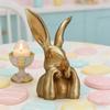 Påskhare Figurin Vintage Guld Harts Kanin Staty Vår Kanin Bordscenterpiece för Hem Inomhusdekor