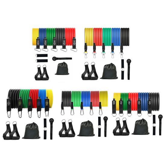 11 Pcs Resistance Bands Set Stretch Exercise Bands with Handles Home Gym Workout Bands Up To 100lbs for Physical Therapy Strength Training