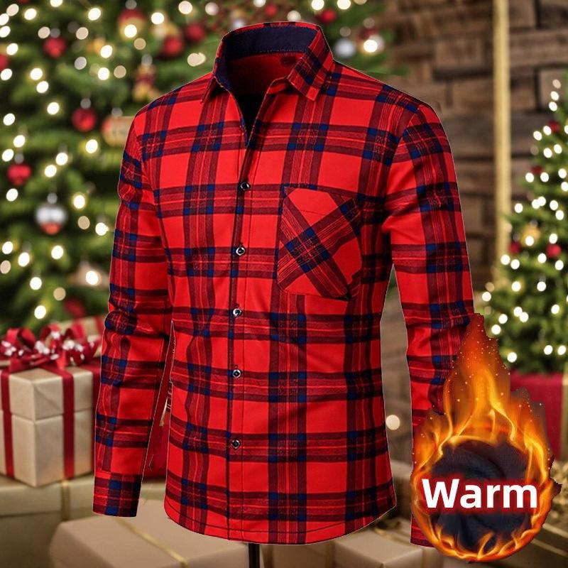 Men's Winter Flannel Shirt Jackets With Sherpa Lined Long Sleeve Button Down Fleece Shirts for Men Casual Warm Plaid Thermal Shirt With Pockets