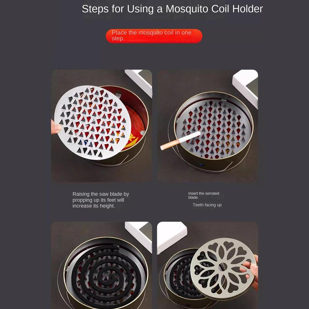 Coil Holder Stainless Steel Portable Box With Lid Handle Incense Stand For Indoor Outdoor Camping Garden Home Patio Picnic
