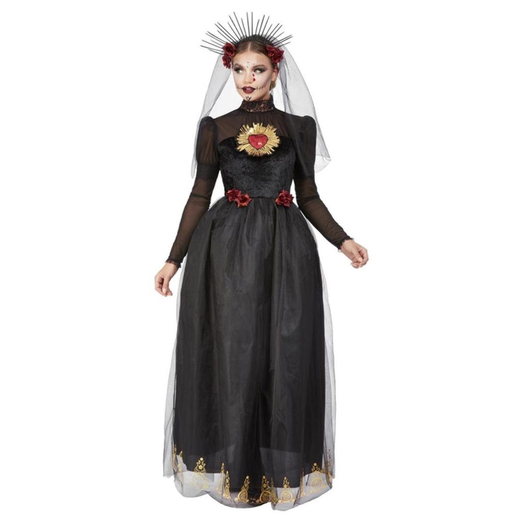 Smiffys Womens/Ladies Deluxe Bride Sacred Heart Day Of The Dead Costume