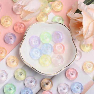 10pcs 15.5mm*7.5mm Big Hole Charms Cut Bead Acrylic Round Beads for DIY Bracelet Jewelry Marking Handmade Materials Jewelry Accessory