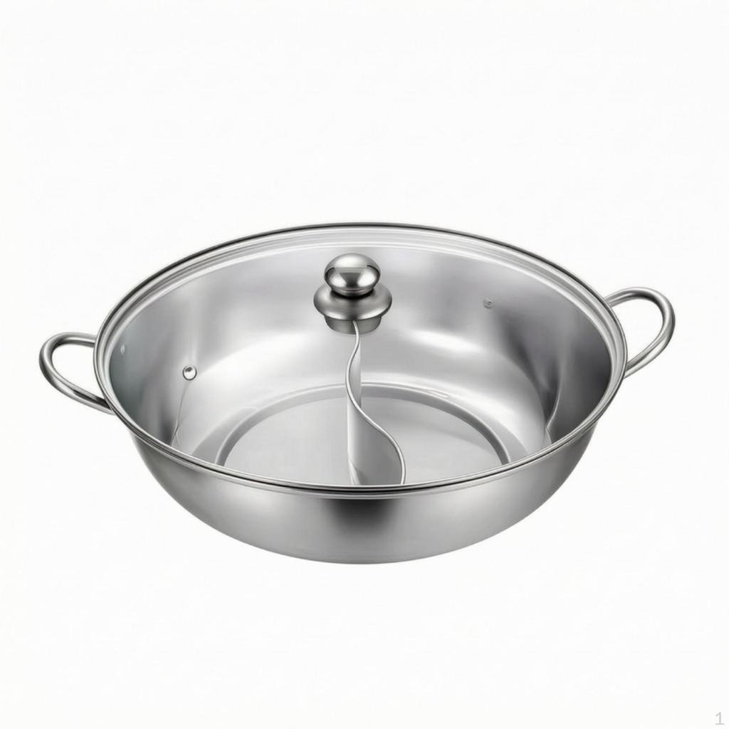 Divided Pot with Ladles Stainless Steel TwoFlavor Cookware for Families,