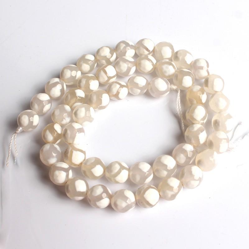 4/6/8/10/12mm Natural Faceted Pink Green Chalcedony Jades Stone Round Beads for Jewelry Making 15''