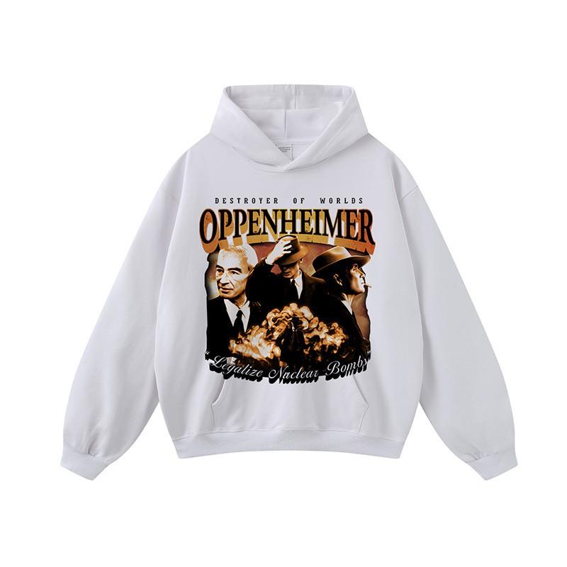 Oversized Cotton Hoodie With Street Portrait Print Unisex Loose Fit Long Sleeve Pullover Winter Casual Sweatshirt