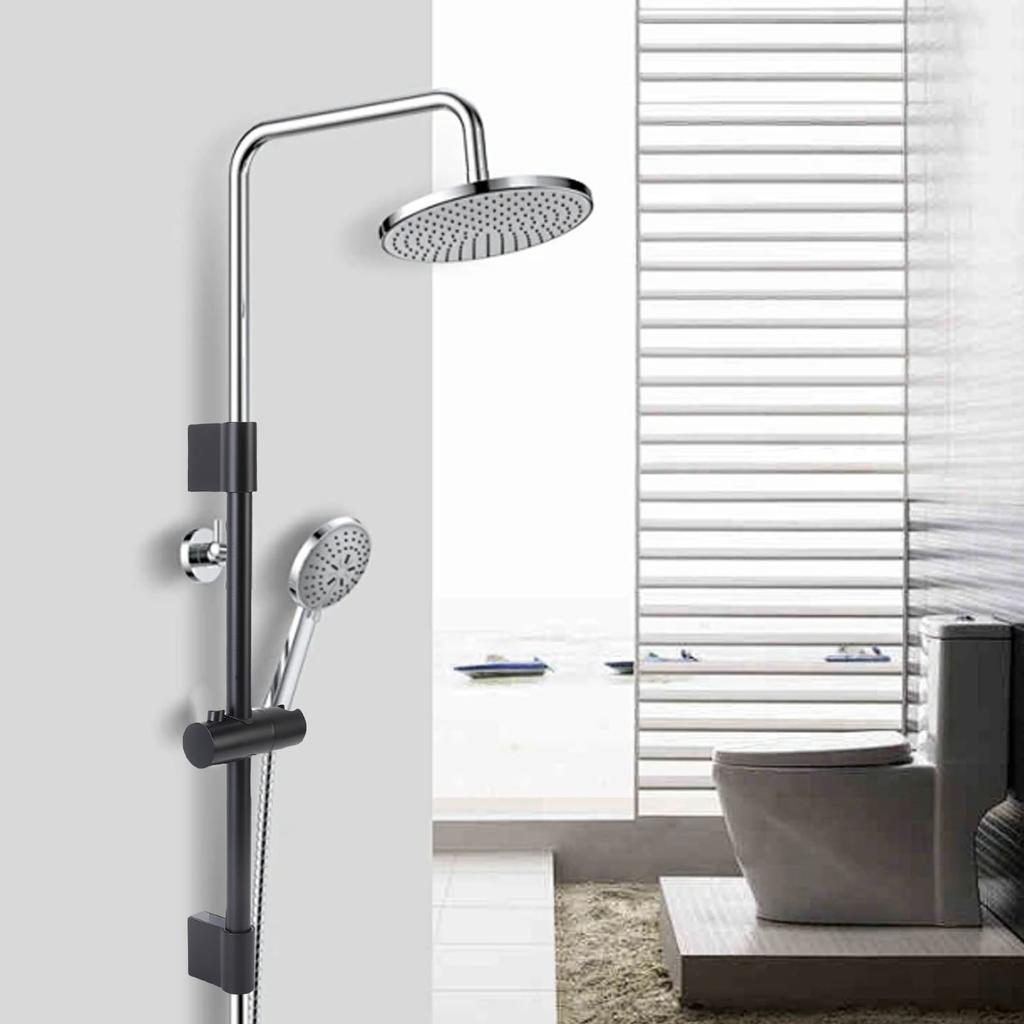 Shower Slide Bar Round Metal Handheld Shower Sliding Bar with   Shower Head Holder for Bathroom 40cm