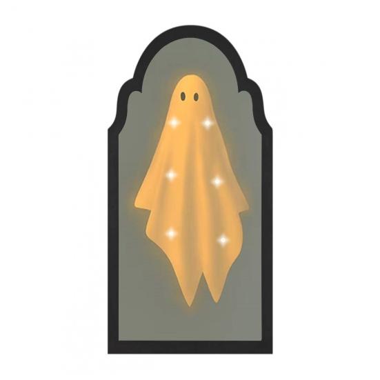 

Зеркало-призрак на Хэллоуин, жуткое зеркало-голограмма с призраком и скелетом, со светодиодной подсветкой для украшения дома и спальни на Хэллоуин S Warm light