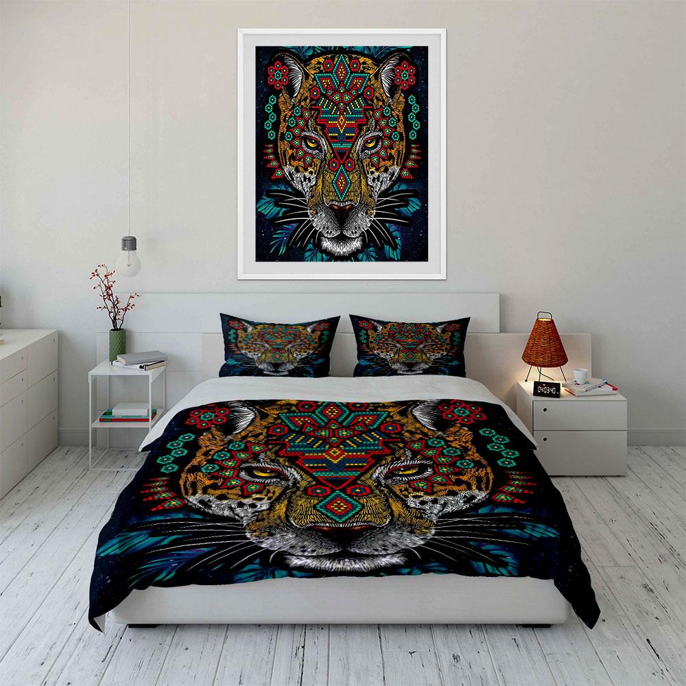 Geometric Tiger Print Set Bedding Duvet Cover Set Duvet Cover Pillowcases (1*Duvet Cover 2*Pillowcases, Without Duvet Insert)
