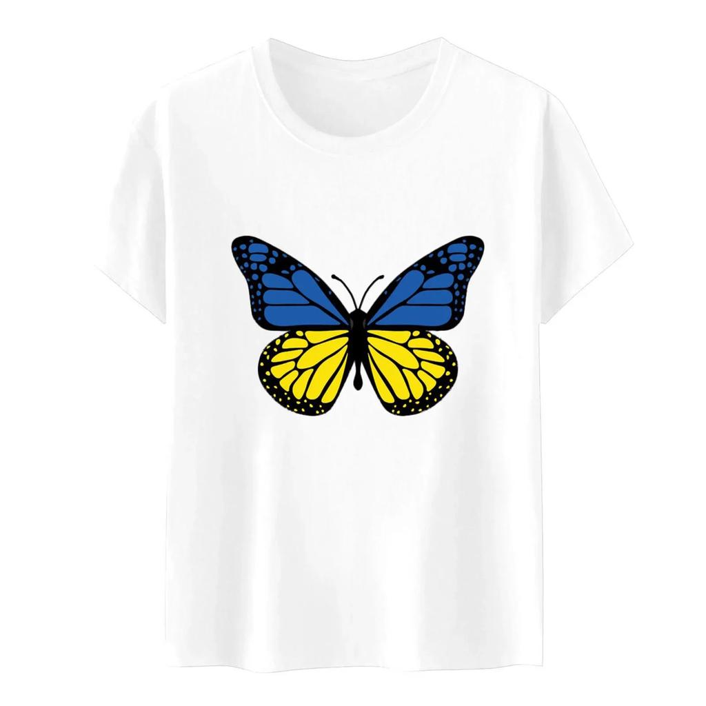 Ukraine Flag Printed Fashion Womens Tshirts Short Sleeve Funny Tops Tees Graphic Unisex T Shirts Women Men Clothing