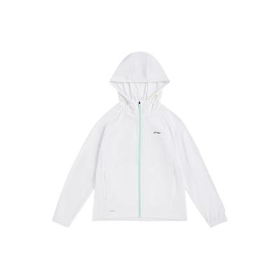Li Ning Running Series Solid Color UV Resistant Hooded Sports Breathable Sun Protection Jacket Women Jackets White AFDU164-2