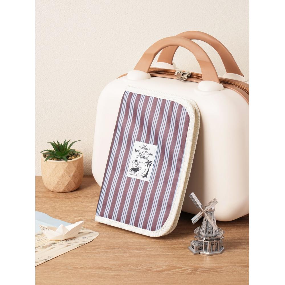Bolsa de viagem Daiso Stripe com carteira marrom