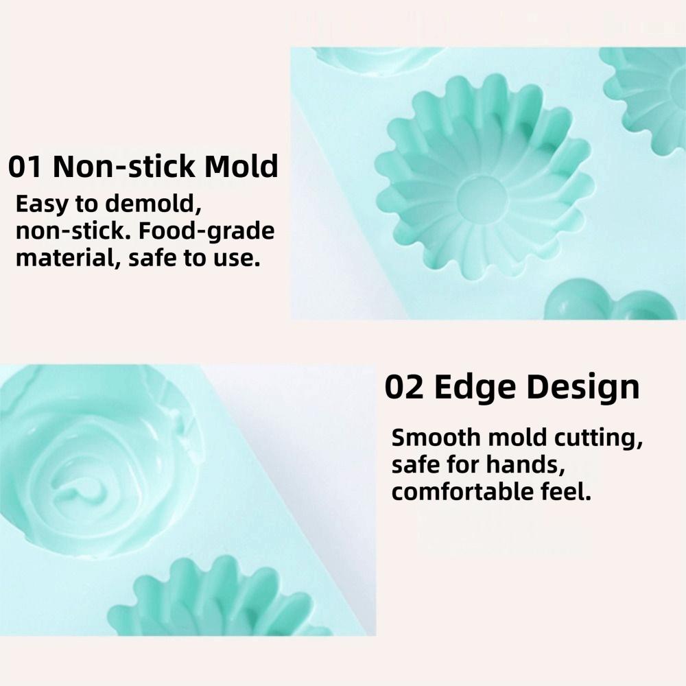 Food Grade Silicone Chocolate Molds Flower Shape Pudding Mould Silicone Soap Molds Holiday Baking