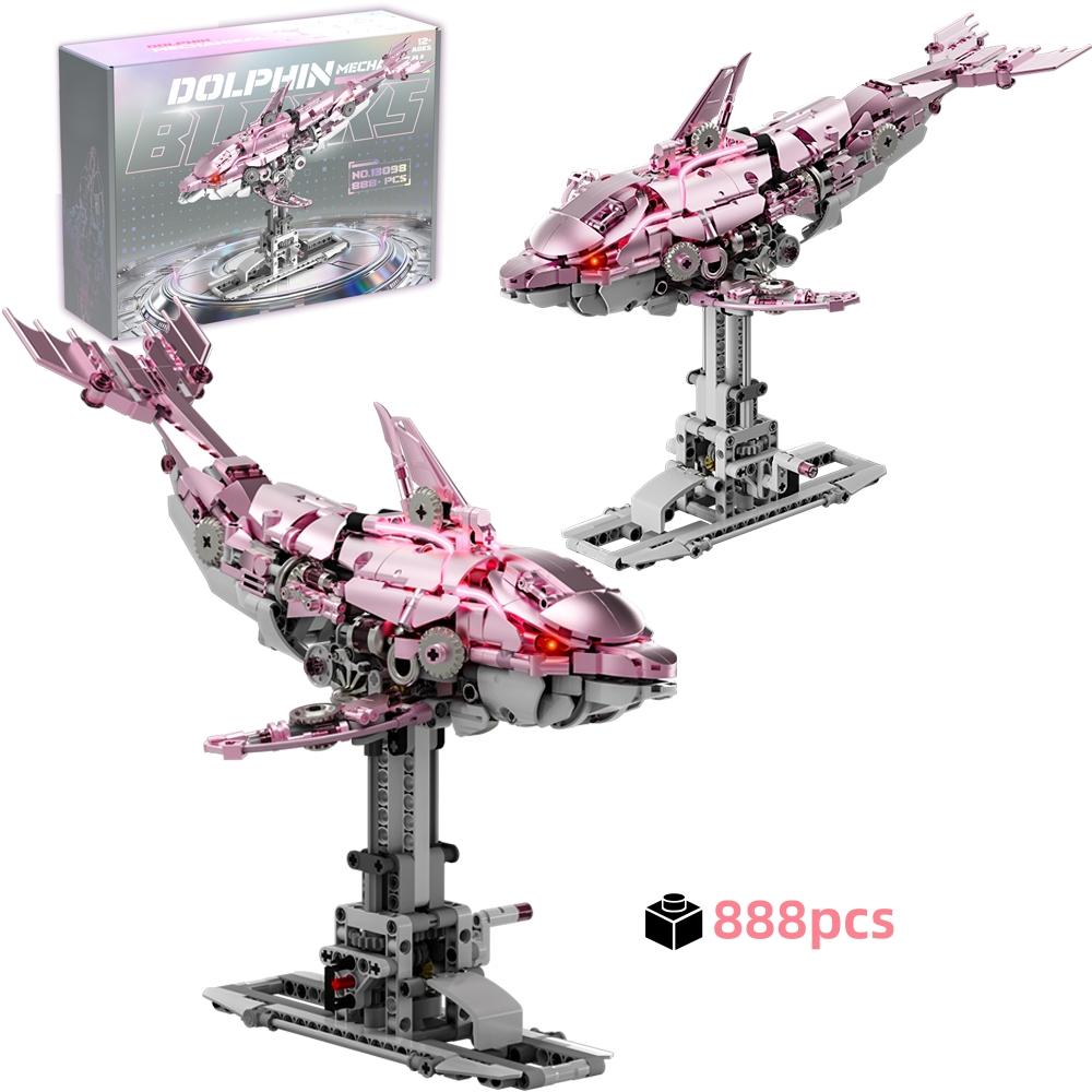 Motorized Dolphin Building Kit 888Pcs Light Up Ocean Creature Series Linkage Creative MOC Desk Decor Gift For Adults Kids