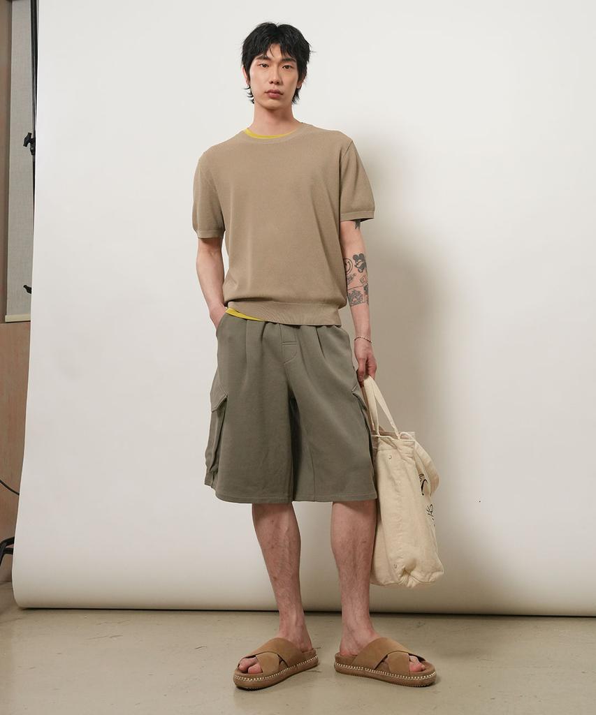 GENERALIDEA Man Temperature Cut Cool Classic Crew Neck Half Knit [Taupe] / Gf2Mkp022