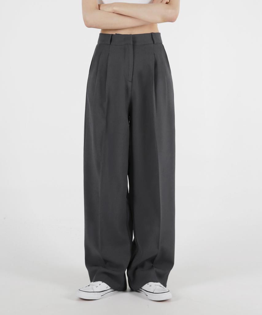 Eum Women'S Triple-Height Fitted Wide Straight Back Elastic Waist Slacks 5 Colors (C Type)