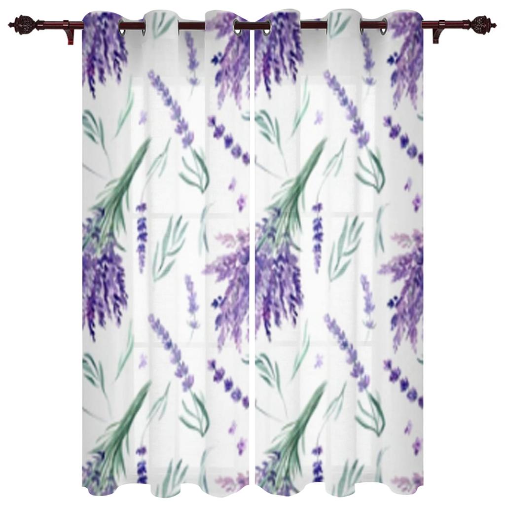 Bedroom Kitchen Curtains Lavender Plant Flowers Curtain Living Room Decoration Items Window Curtains for Living Room