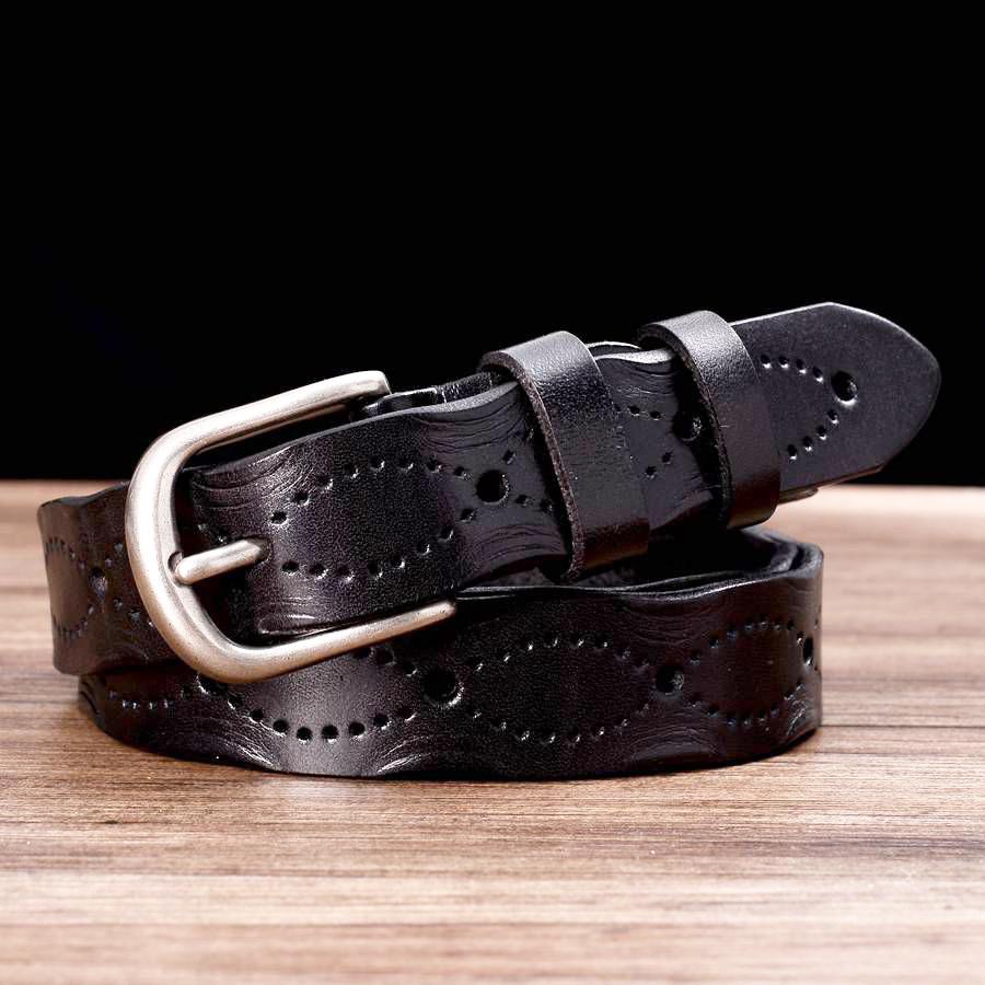 Women Belts Genuine Leather Female Luxury Brand Waistband New Strap Width:2.8cm Length:100-110cm Black Red Color