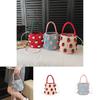 Cute Color Blocking Strawberry Pattern Women Knit Handbag For Daily Use